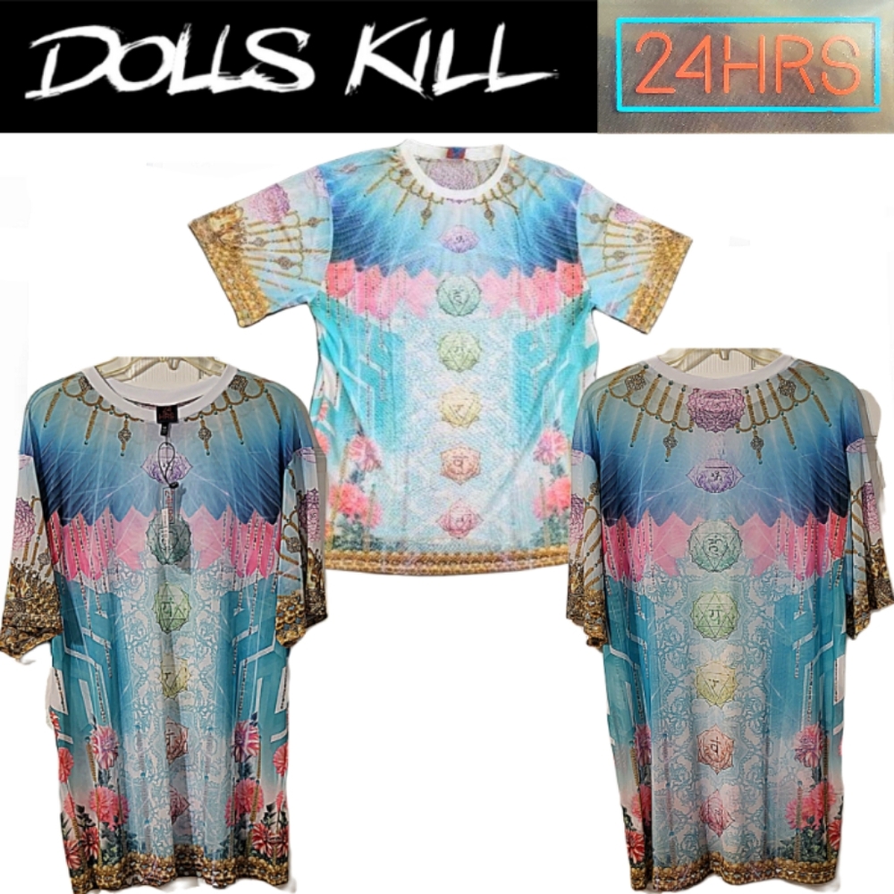 NWT 24Hrs Med Mind Of The Mantra The Visuddha Mesh Printed S/S Tee